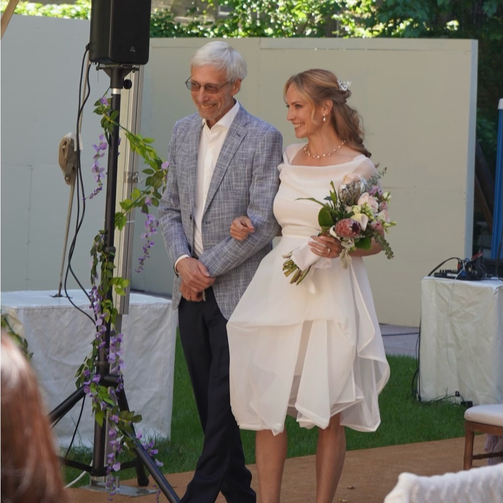 Wedding dress- Morgan’s Le Faye Elegant White Layered Dress